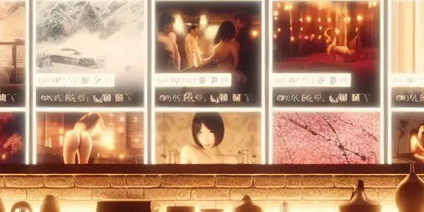 A modern digital library showcasing diverse adult film genres with elegant design and inviting ambiance.