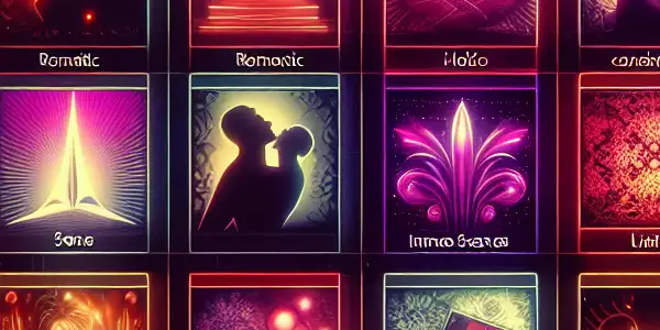 A vibrant digital platform showcasing a variety of Japanese adult film thumbnails in a warm, inviting atmosphere.